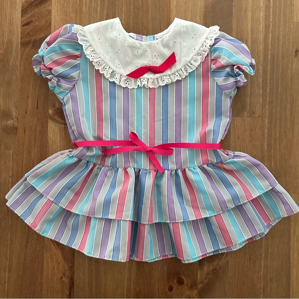 Vintage Little Lass Striped Ruffle Tunic Size 3